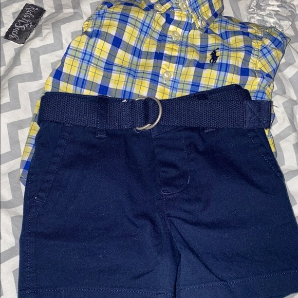 Dress shirt & short set with belt - Picture 3 of 3